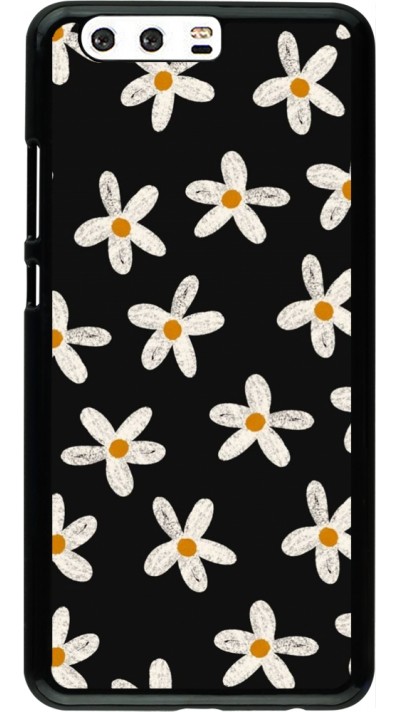 Coque Huawei P10 Plus - Easter 2024 white on black flower