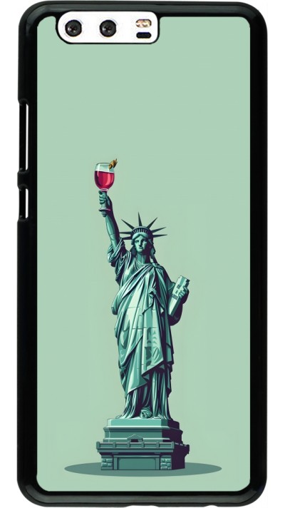 Coque Huawei P10 Plus - Wine Statue de la liberté avec un verre de vin