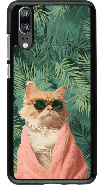Huawei P20 Case Hülle - Cat Summer Palms