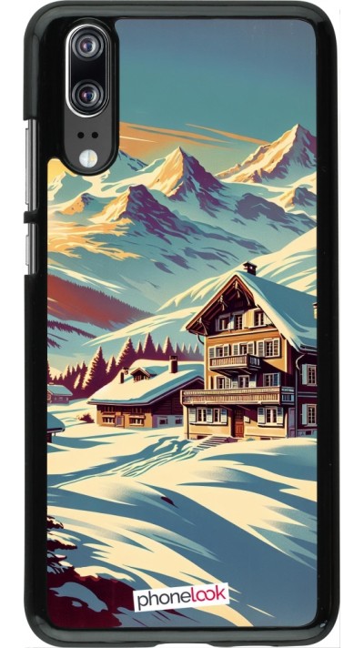 Huawei P20 Case Hülle - Chalet Berg verschneit