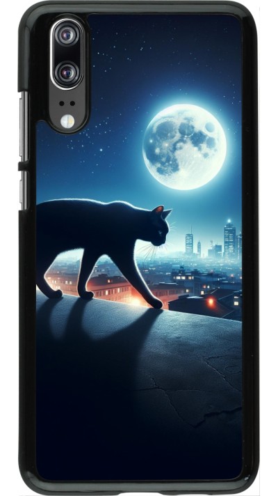 Huawei P20 Case Hülle - Schwarze Katze unter dem Vollmond