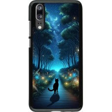 Coque Huawei P20 - Chat noir promenade