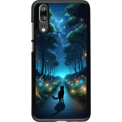 Huawei P20 Case Hülle - Schwarze Katze Spaziergang