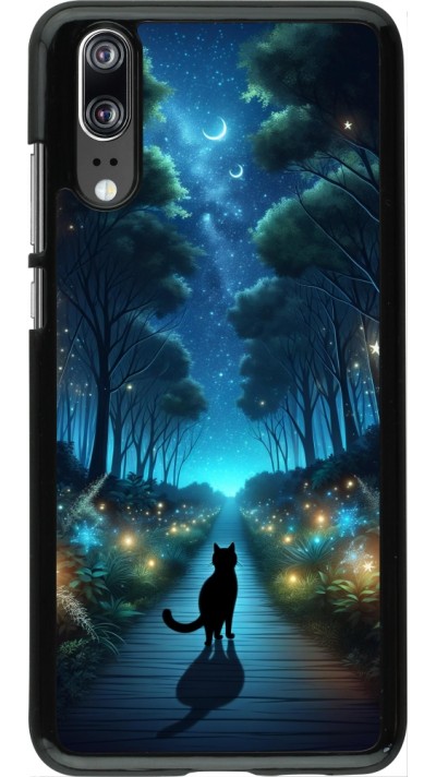Huawei P20 Case Hülle - Schwarze Katze Spaziergang