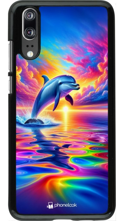 Huawei P20 Case Hülle - Glücklicher Regenbogen-Delfin