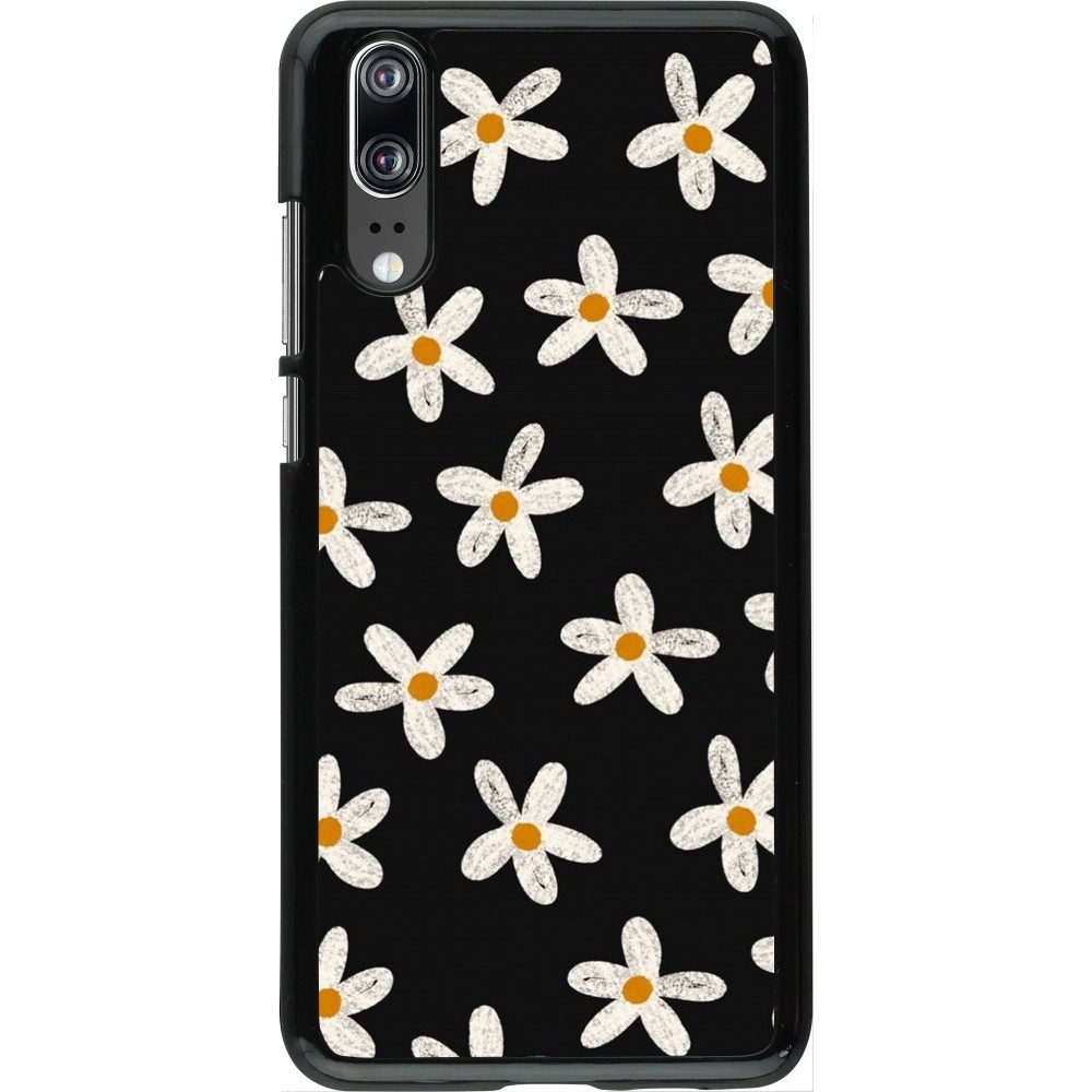 Huawei P20 Case Hülle - Easter 2024 white on black flower