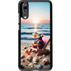 Huawei P20 Case Hülle - Kackhaufen Emoji auf Liegestuhl
