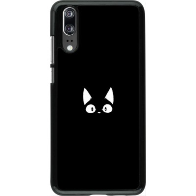 Coque Huawei P20 - Funny cat on black