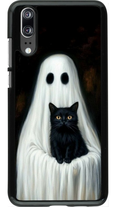 Coque Huawei P20 - Halloween 2025 Ghost with black cat