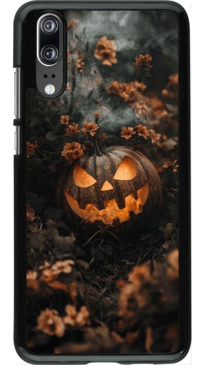 Coque Huawei P20 - Halloween 2025 Pumpkin with flowers