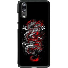 Huawei P20 Case Hülle - Japanese style Dragon Tattoo Red Black
