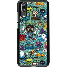 Huawei P20 Case Hülle - Mixed Cartoons Turquoise