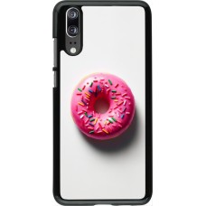 Coque Huawei P20 - Weißer Hintergrund, pinker Donut