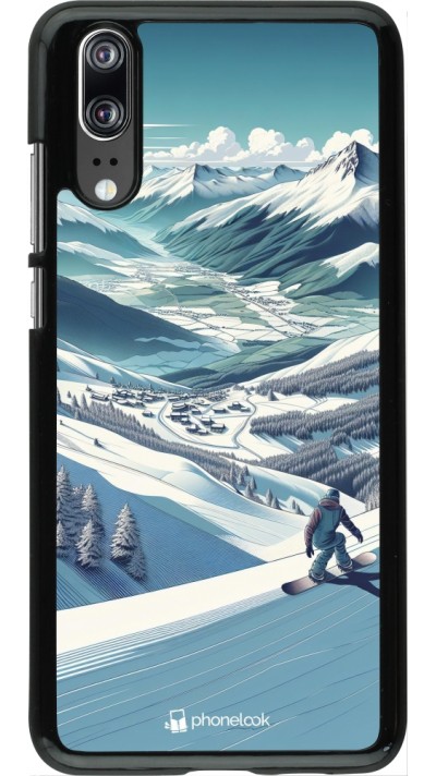 Huawei P20 Case Hülle - Snowboarder Berg