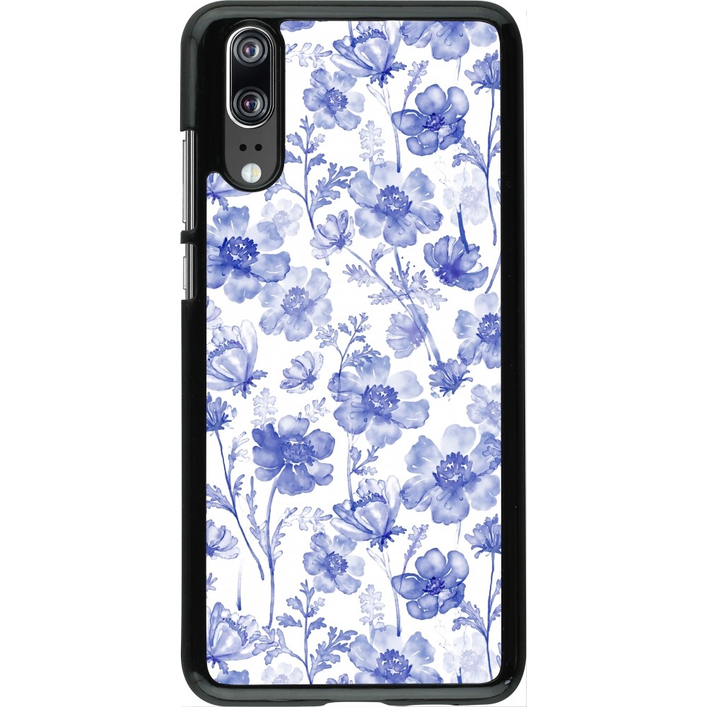 Huawei P20 Case Hülle - Spring 23 watercolor blue flowers