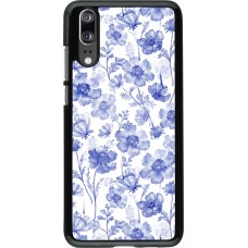 Huawei P20 Case Hülle - Spring 23 watercolor blue flowers