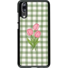 Coque Huawei P20 - Green vichy tulips Spring 2026