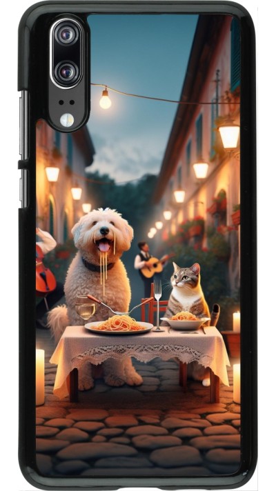Coque Huawei P20 - Valentine 2024 Dog & Cat Candlelight