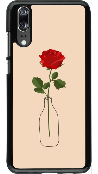 Coque Huawei P20 - Valentine 2023 single rose in a bottle