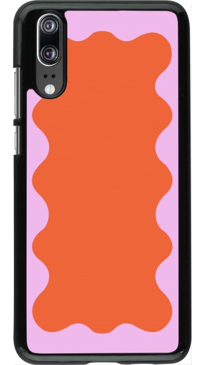 Coque Huawei P20 - Wavy Rectangle Orange Pink