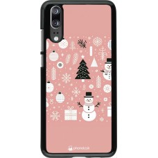 Huawei P20 Case Hülle - Weihnachten 2024 Rose Schneemann Weihnachten