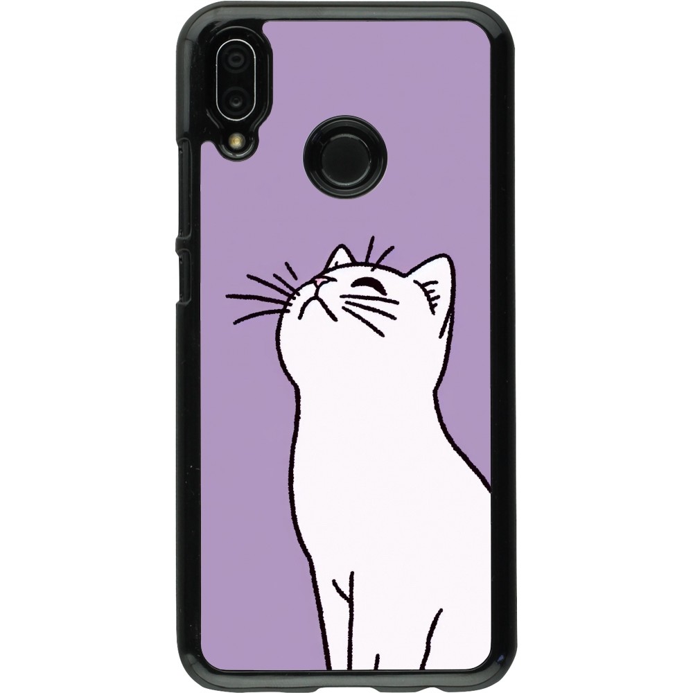 Huawei P20 Lite Case Hülle - Chat auf lila Hintergrund