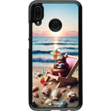 Huawei P20 Lite Case Hülle - Kackhaufen Emoji auf Liegestuhl