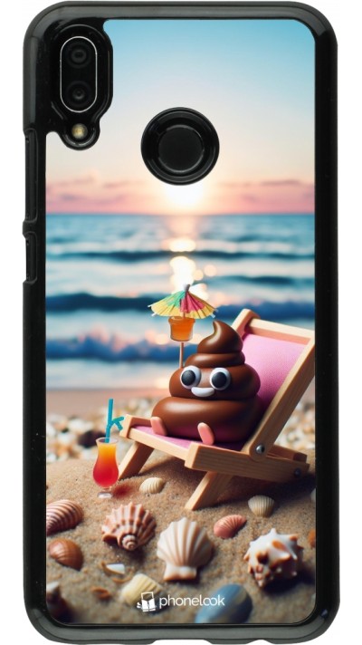Huawei P20 Lite Case Hülle - Kackhaufen Emoji auf Liegestuhl