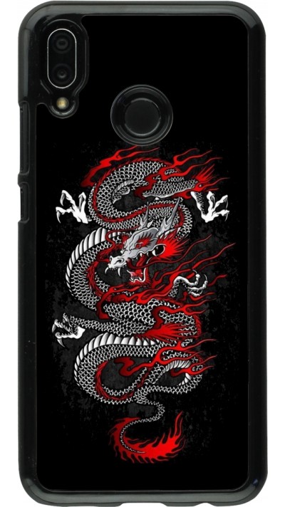 Huawei P20 Lite Case Hülle - Japanese style Dragon Tattoo Red Black
