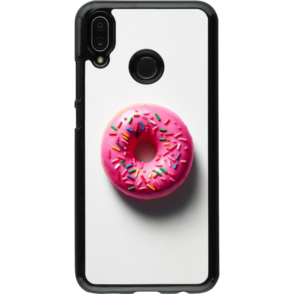 Coque Huawei P20 Lite - Weißer Hintergrund, pinker Donut