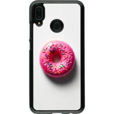 Coque Huawei P20 Lite - Weißer Hintergrund, pinker Donut