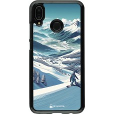Huawei P20 Lite Case Hülle - Snowboarder Berg