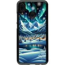 Huawei P20 Lite Case Hülle - Verschneites Bergdorf am See in der Nacht