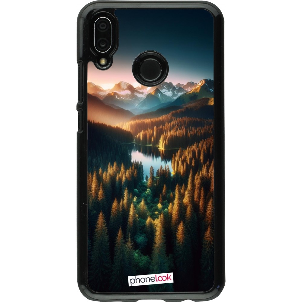 Huawei P20 Lite Case Hülle - Sonnenuntergang Waldsee