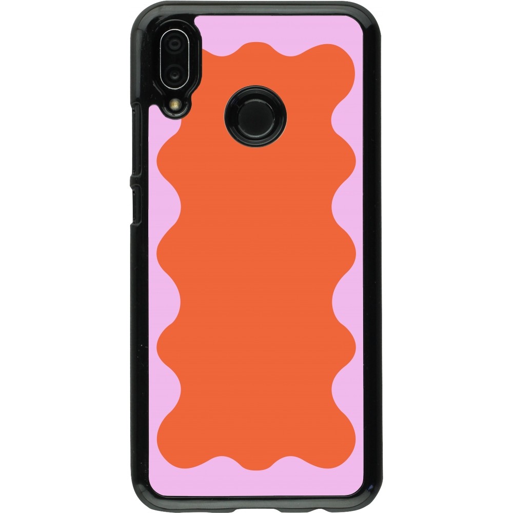 Huawei P20 Lite Case Hülle - Wavy Rectangle Orange Pink