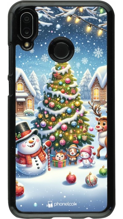Huawei P20 Lite Case Hülle - Weihnachten 2023 Schneemann und Tannenbaum