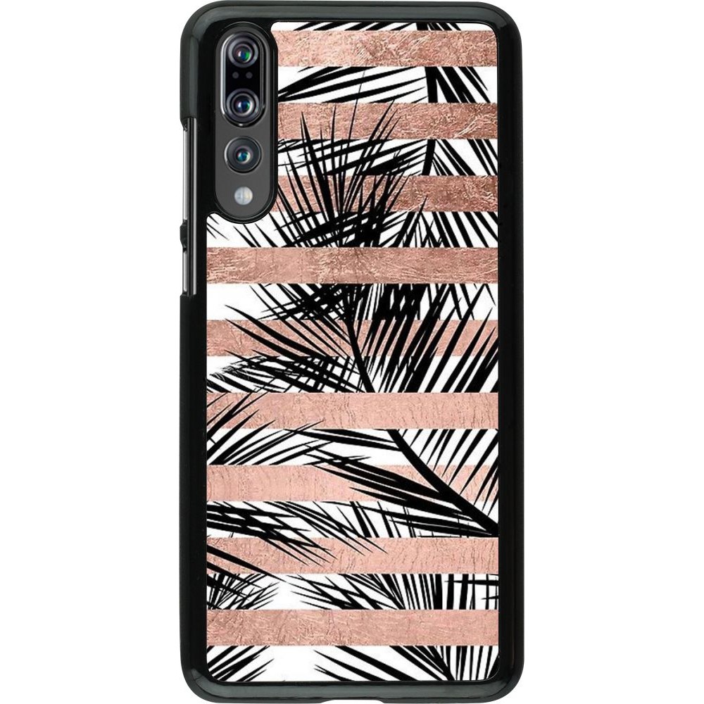Hülle Huawei P20 Pro - Palm trees gold stripes