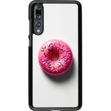 Huawei P20 Pro Case Hülle - Weisser Hintergrund, pinker Donut
