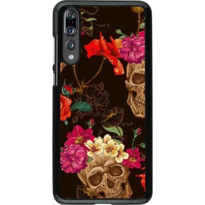 Coque Huawei P20 Pro - Skulls and flowers