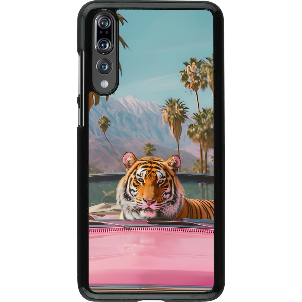 Huawei P20 Pro Case Hülle - Tiger Auto rosa