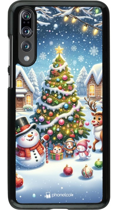 Huawei P20 Pro Case Hülle - Weihnachten 2023 Schneemann und Tannenbaum