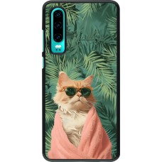 Huawei P30 Case Hülle - Cat Summer Palms