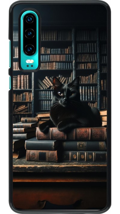 Coque Huawei P30 - Chat livres sombres