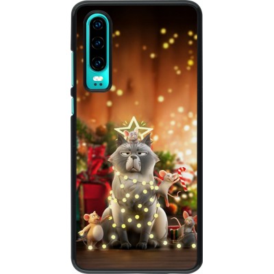 Huawei P30 Case Hülle - Christmas 25 Xmas Cat