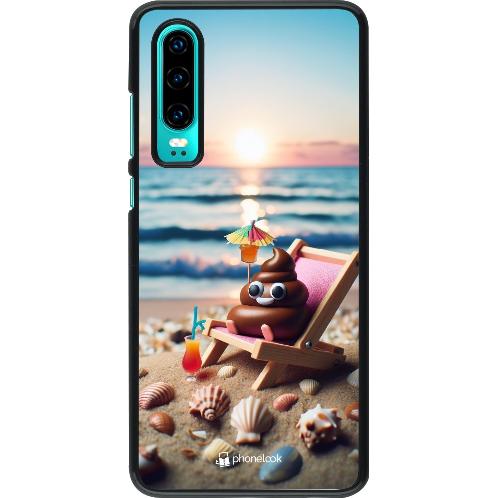 Coque Huawei P30 - Emoji caca sur chaise longue