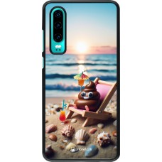 Coque Huawei P30 - Emoji caca sur chaise longue