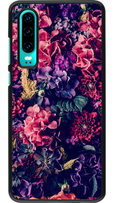 Hülle Huawei P30 - Flowers Dark
