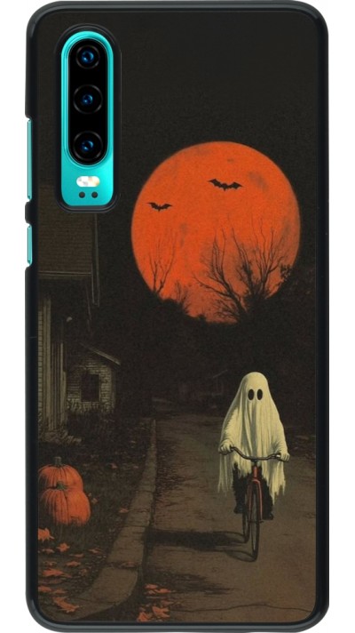 Coque Huawei P30 - Halloween 2025 Ghost on a bicycle