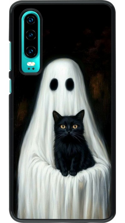 Coque Huawei P30 - Halloween 2025 Ghost with black cat
