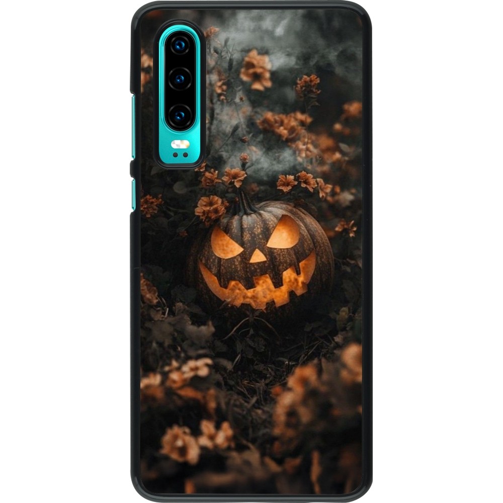 Coque Huawei P30 - Halloween 2025 Pumpkin with flowers